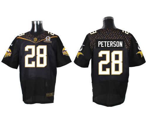 Nike Vikings #28 Adrian Peterson Black 2016 Pro Bowl Men's Stitched NFL Elite Jersey